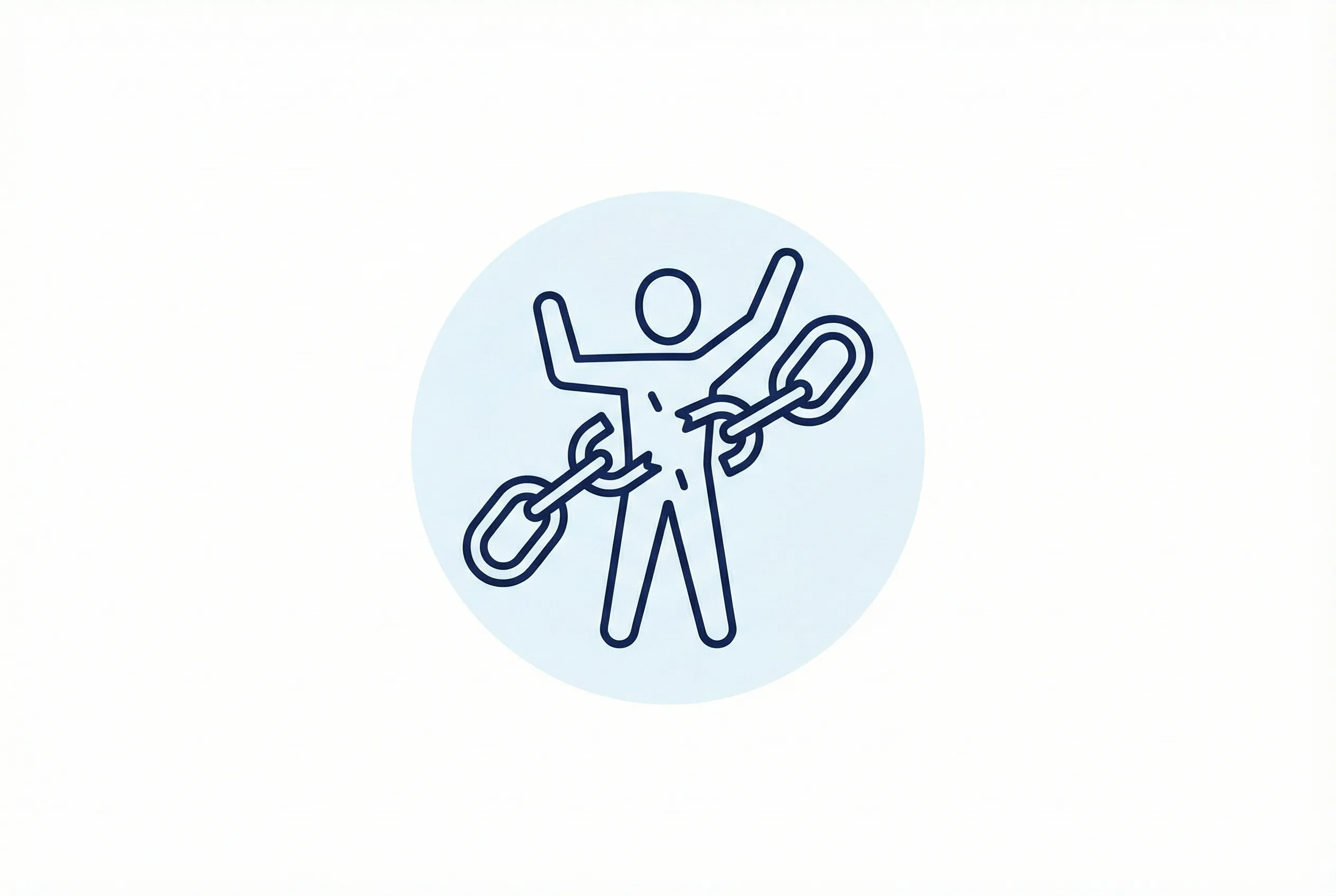 Icono de una figura humana simbolizando independencia y libertad.